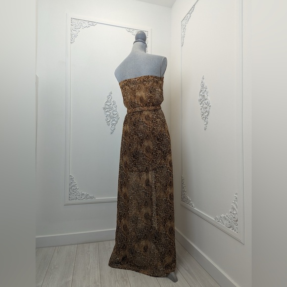 Mini Animal Print Dress With Maxi Sheer Overlay - Picture 4 of 12